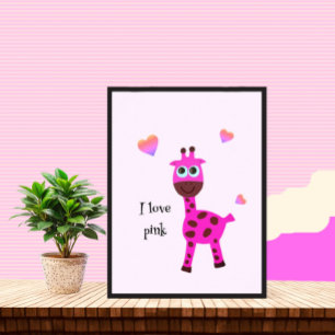 Póster Girafa rosa