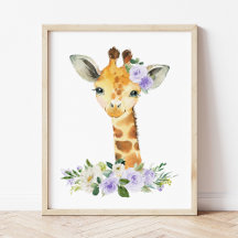 Girafa, Safari, flores moradas, género neutral