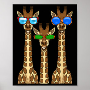 Póster Girafas sonrientes vistiendo sombrillas y un extra