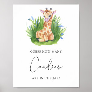 Póster Giraffe - Adivinen cuántos caramelos