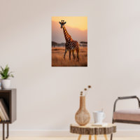 Giraffe al atardecer - Ilustracion de vida silvest