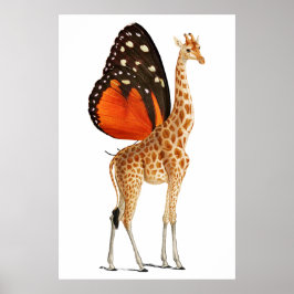 Póster Giraffe alada de mariposa