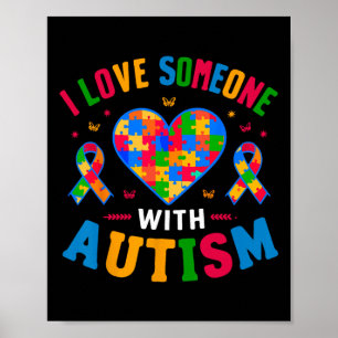 Póster Giraffe Autism Awareness I Love A Alguien Con Auti