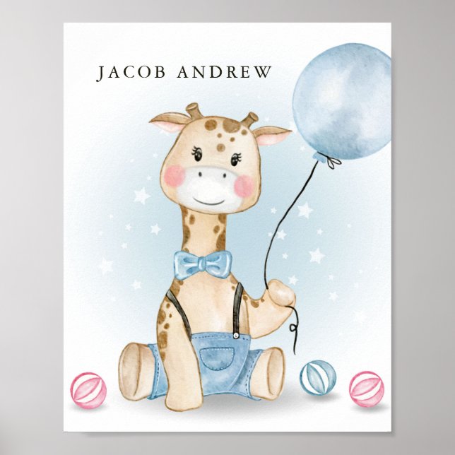 Póster Giraffe Baby Boy Nursery (Frente)