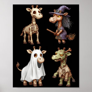 Póster Giraffe Boo Zombie Mujeres de traje de halloween