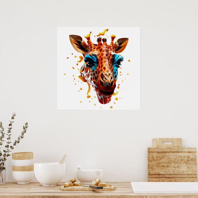 Póster Giraffe colorida (Cocina)