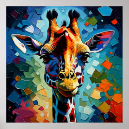 Póster Giraffe colorida 302
