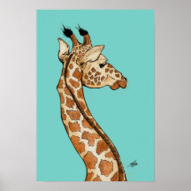 Giraffe con antecedentes verde azulados