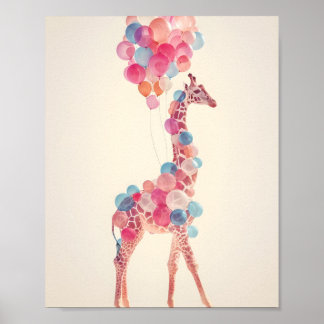 Póster Giraffe con globos 🎈