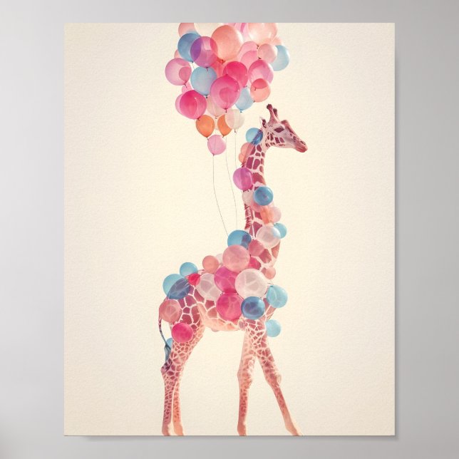Póster Giraffe con globos 🎈 (Frente)