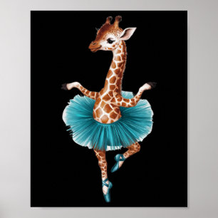 Póster Giraffe Cuta En Un Tutu Bailando Como Ballerina