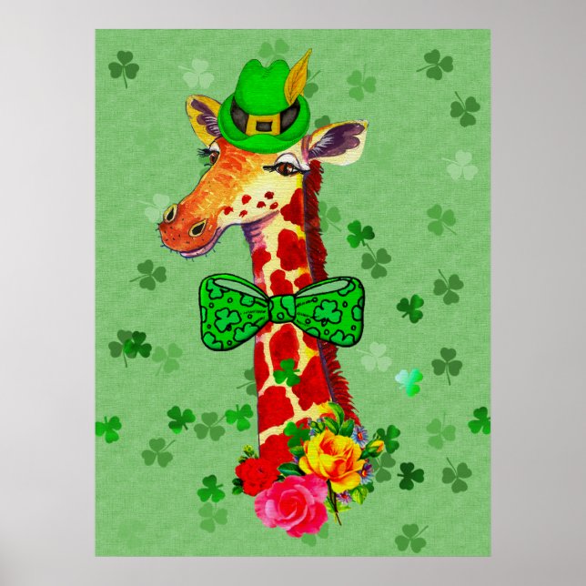 Póster Giraffe del Día de San Patricio (Frente)