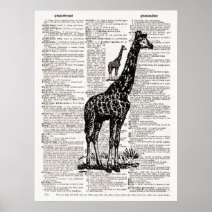 Póster Giraffe Dictionary Art