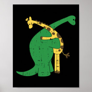 Póster Giraffe Dinosaurio abrazo amor Dino Animales Safar