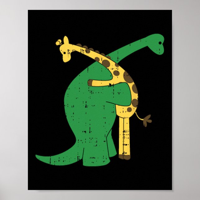 Póster Giraffe Dinosaurio abrazo amor Dino Animales Safar (Frente)