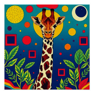 Póster Giraffe en follaje