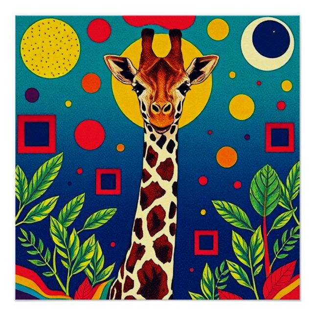 Póster Giraffe en follaje (Anverso)