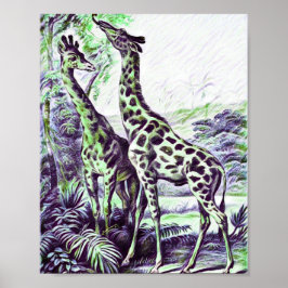 Póster Giraffe forestal