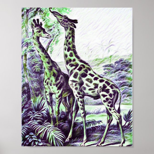 Póster Giraffe forestal (Frente)