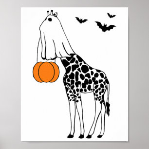 Póster Giraffe Halloween Divertidos disfraces de ropa de 
