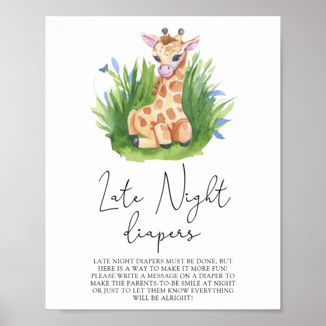 Póster Giraffe \ Juego de pañales nocturnos (Frente)