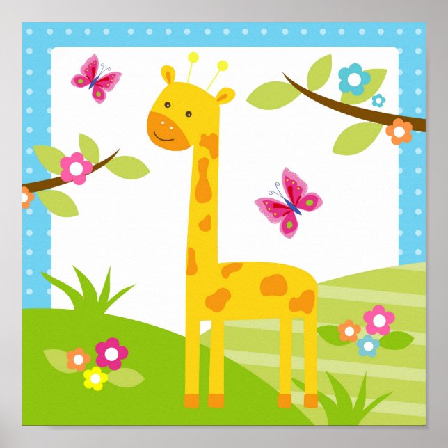 Póster Giraffe Jungle Animal Nursery Wall Art Imprimir (Frente)
