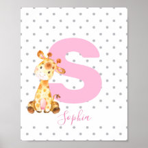 Giraffe Jungle Nombre personalizado Chica bebé Nur
