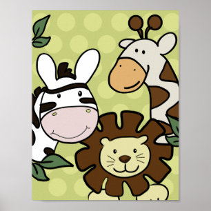 PÓSTER GIRAFFE, LION Y ZEBRA WALL ART