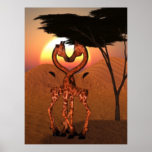 Póster Giraffe Love Poster (Frente)