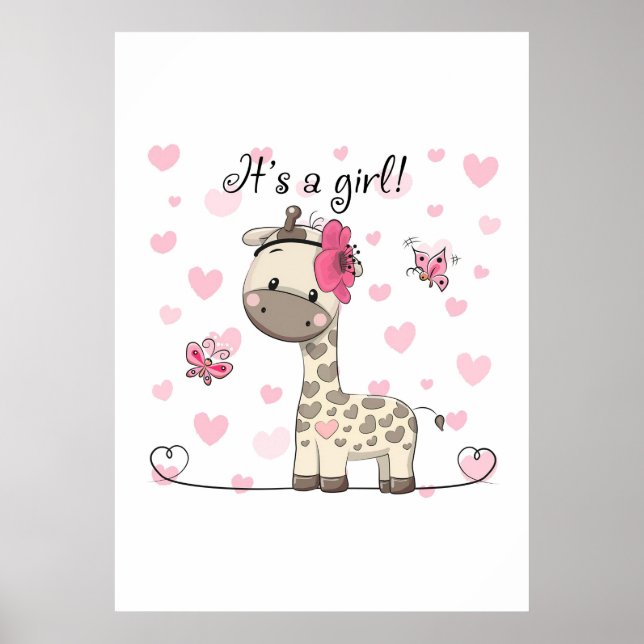 Póster Giraffe Lover Es Una Giraffe Chica (Frente)