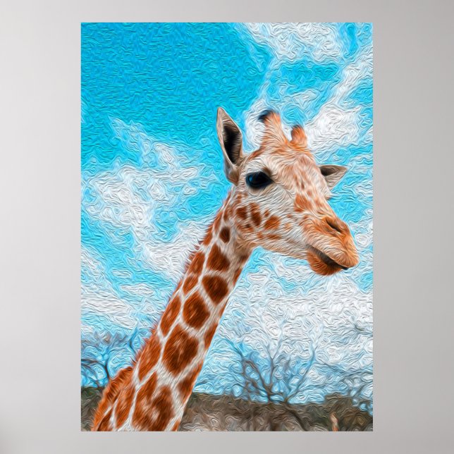 Póster Giraffe Lover Giraffe Art Watercolor (Frente)