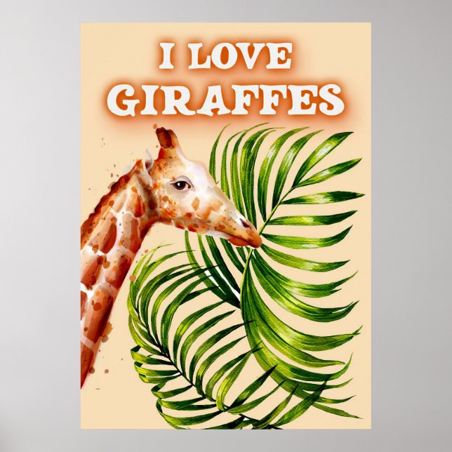 Póster Giraffe Lover I Love Giraffes (Frente)