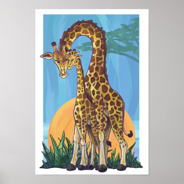 Póster Giraffe Mama y Baby (Frente)