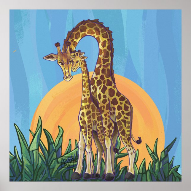 Póster Giraffe Mama y Baby (Frente)