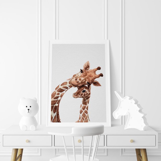 Póster Giraffe Mamá y Bebé, acuarela (Subido por el creador)