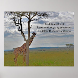 Póster Giraffe Masai Mara, proverbio keniano