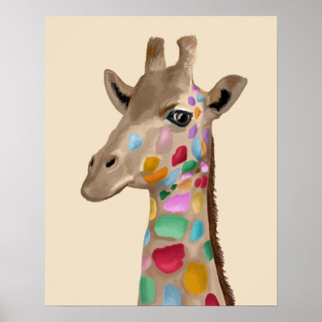 Póster Giraffe multicolor (Frente)