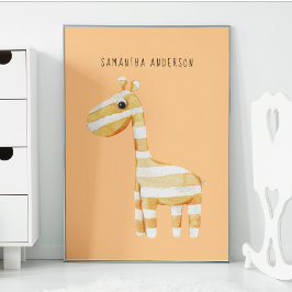 Póster Giraffe Naranja de Belleza Moderna con nombre