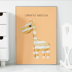 Póster Giraffe Naranja de Belleza Moderna con nombre