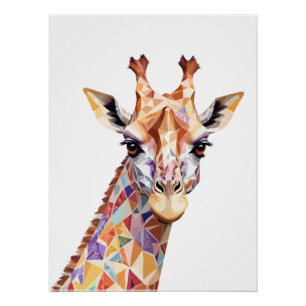 Póster Giraffe Playable Adorable diversión animal colorid