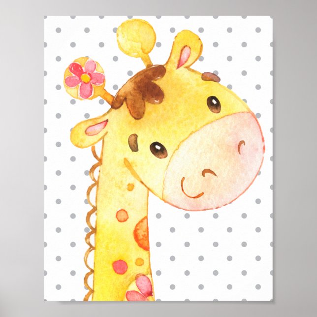 Póster Giraffe Safari Jungle Cute Baby Nursery Gift (Frente)
