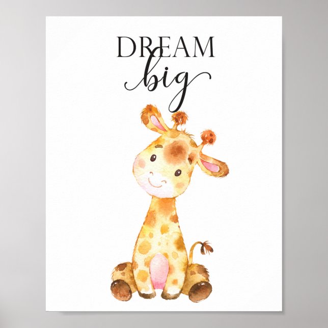 Póster Giraffe Safari Nursery Wall Art Bebé Regalo Animal (Frente)