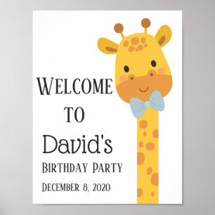 Póster Giraffe , signo de bienvenida fiesta