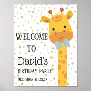 Póster Giraffe , signo de bienvenida fiesta