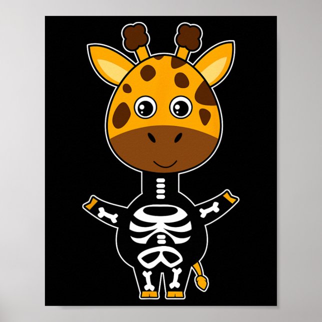 Póster Giraffe Skeleton Xray Costume Cálido Halloween (Frente)