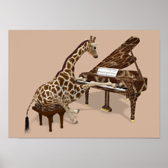 Póster Giraffe Talentosa juega al Grand Piano (Frente)