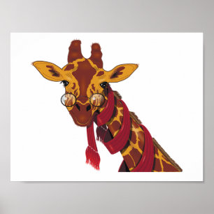 Póster Giraffe Usando Gafas
