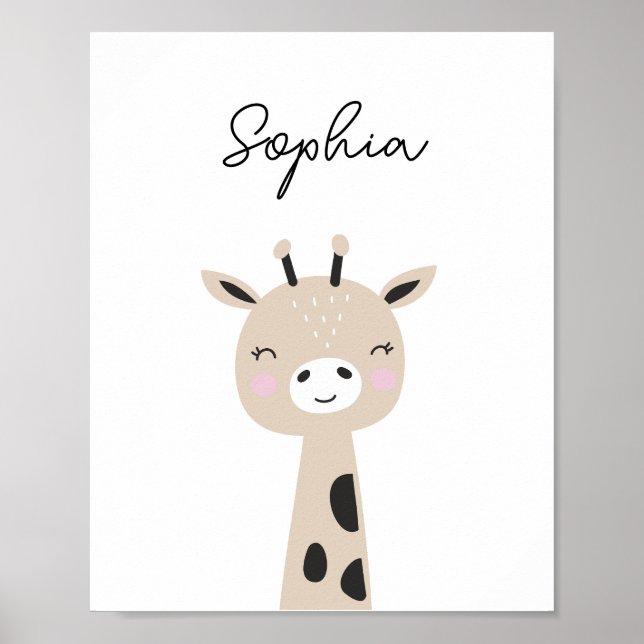 Póster Giraffe Woodland Animal Nursery Wall Art (Frente)