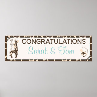 Póster Giraffe y Safari imprimen pancarta en Baby Shower