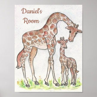 Póster Giraffe y su Poster de ternera